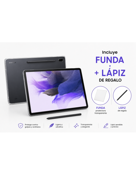 Tablet Samsung Galaxy Tab S7 FE 12.4" - 128GB - 5G con funda y lápiz incluido